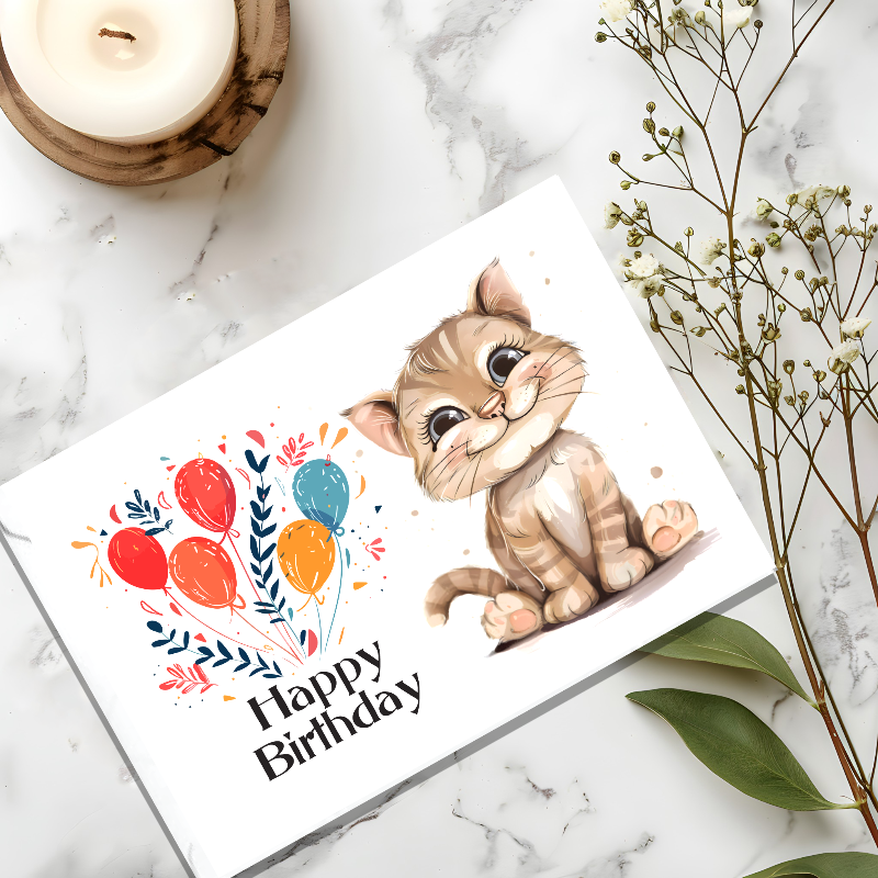 Cute Kitten Birthday Card 210x148mm