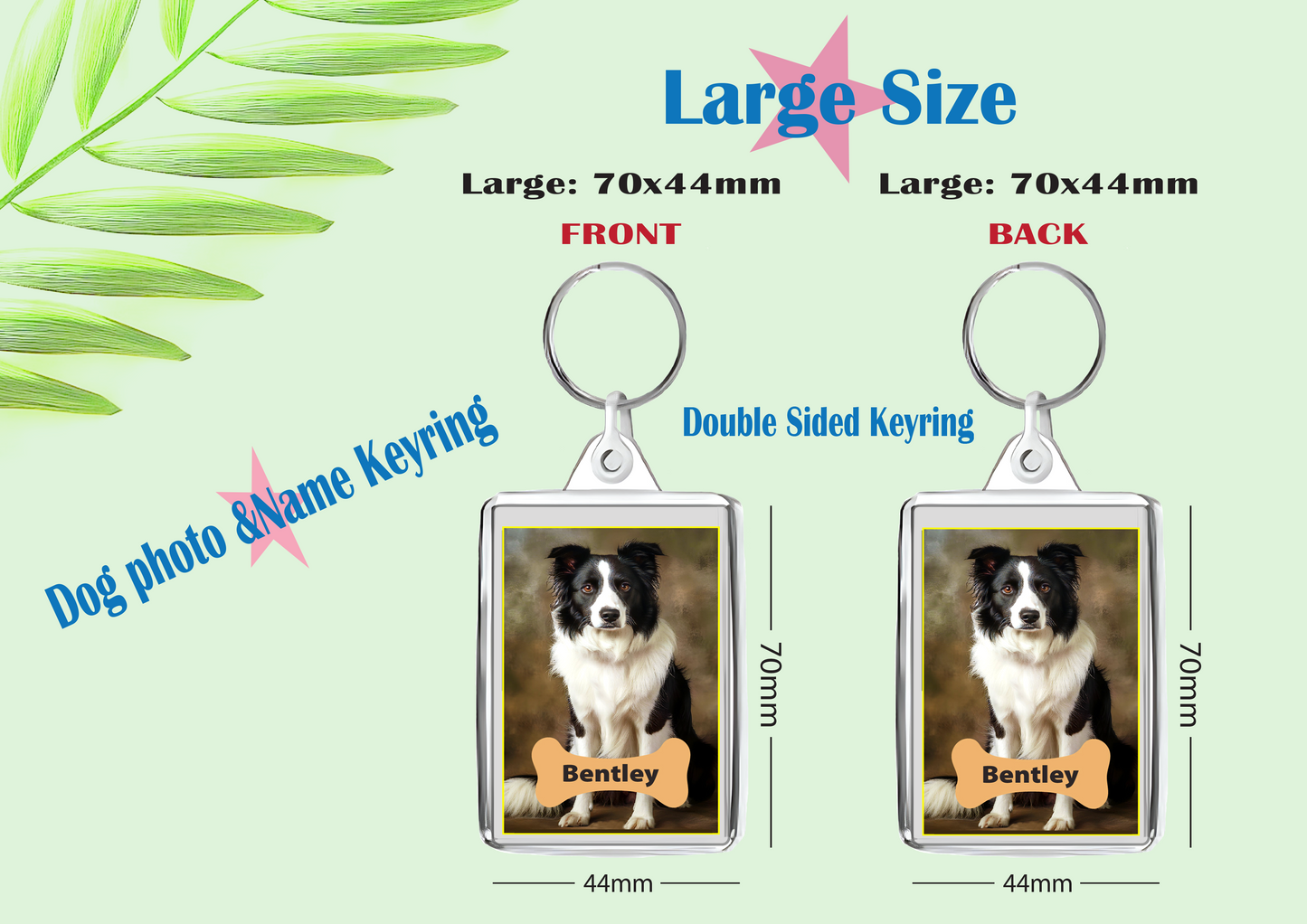 Personalised Dog Photo Acrylic Keyring | Custom Pet Name | Double-Sided | Free UK Delivery
