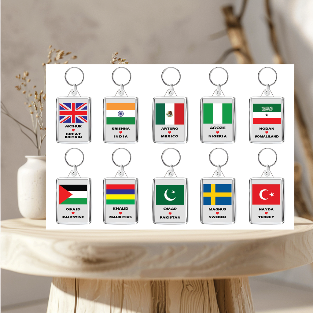 Personalised Flag Name Keyrings