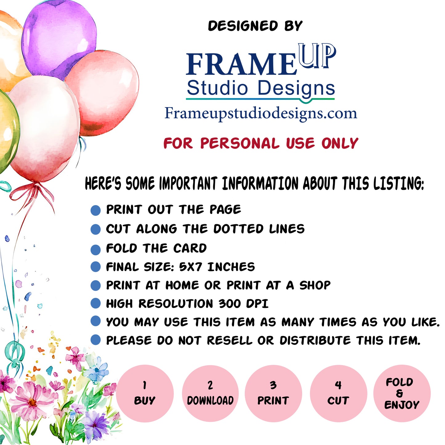 Printable Birthday Cards Bundle for Girls – Ages 6–10 | 5×7 Digital Download