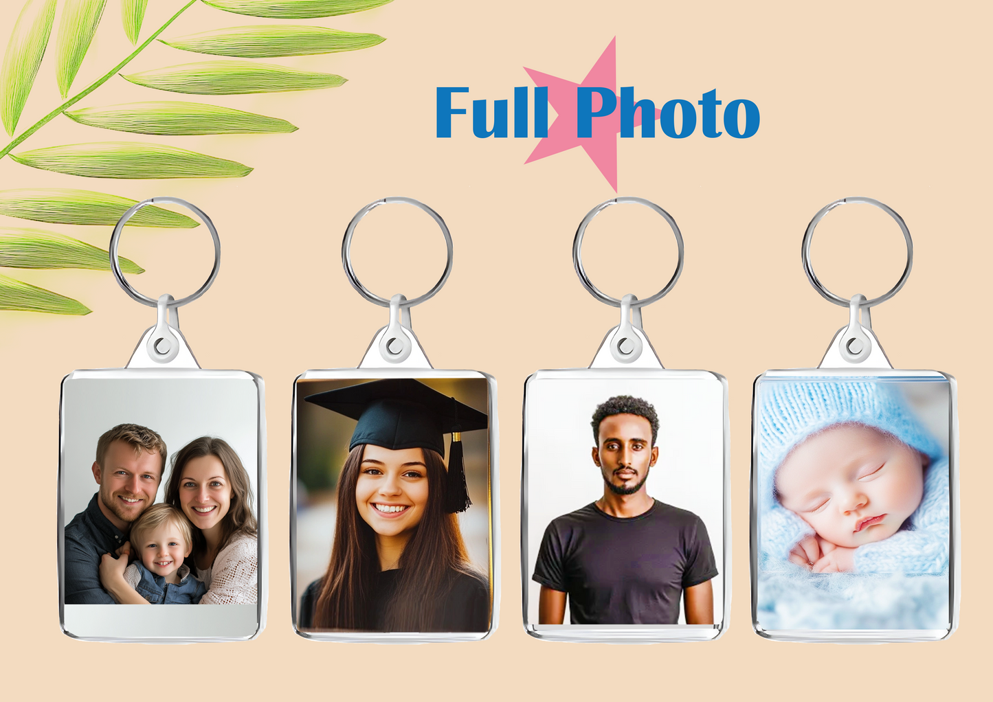 Personalised Double-Sided Acrylic Full Photo Keyring | Custom Picture | Two Sizes | Free UK Delivery