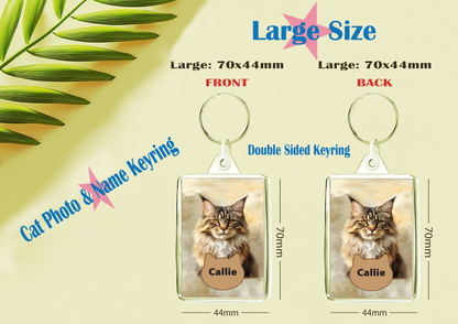 Personalised Cat Photo Acrylic Keyring | Custom Pet Name | Double-Sided | Free UK Delivery