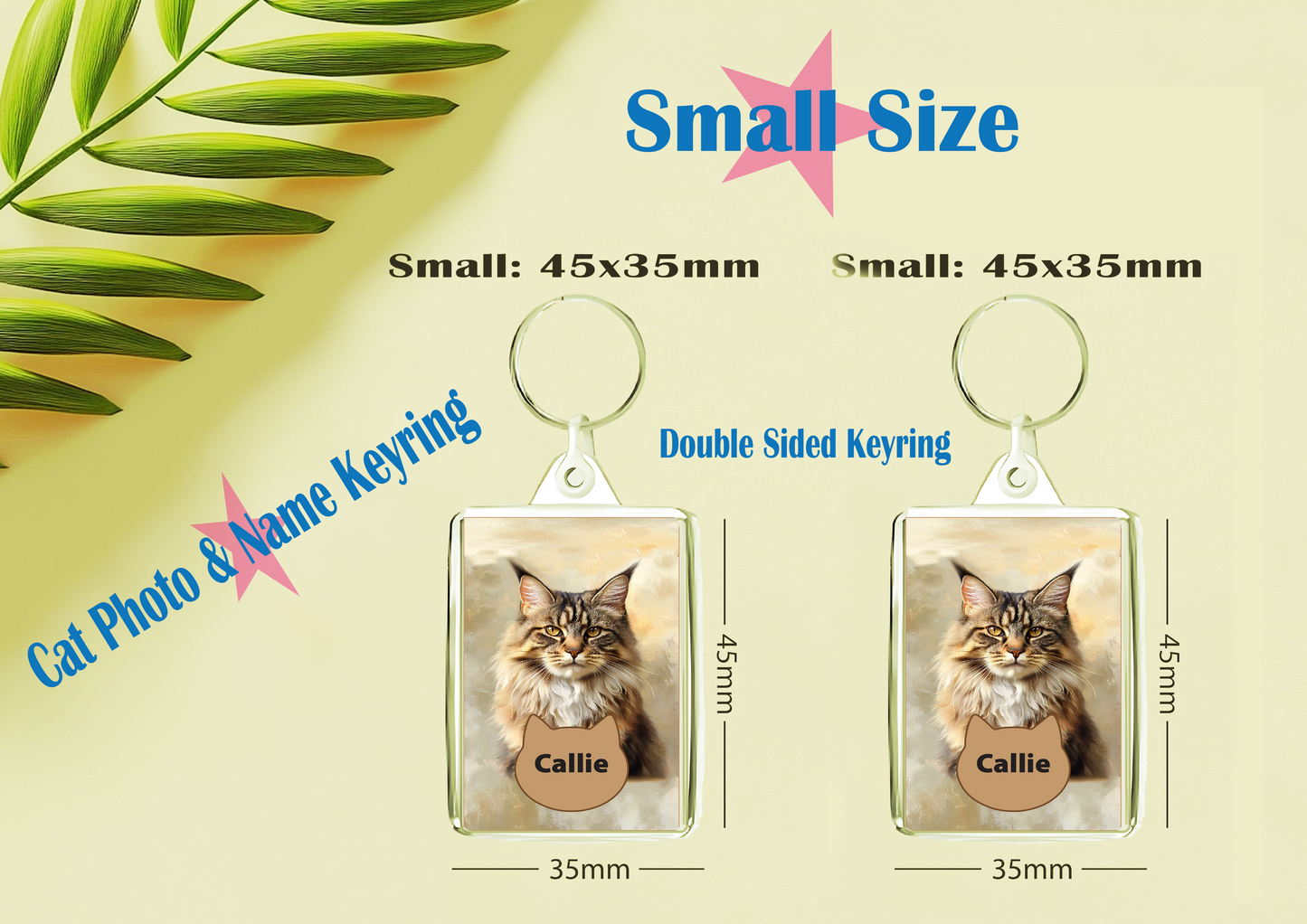 Personalised Cat Photo Acrylic Keyring | Custom Pet Name | Double-Sided | Free UK Delivery