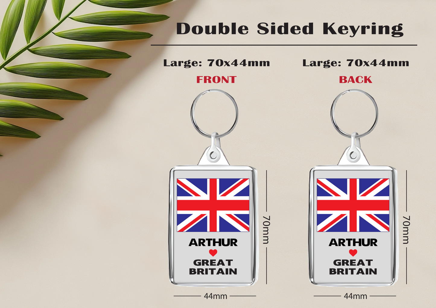 Personalised Country Flag Double-Sided Acrylic Keyring | Custom Name | Free UK Delivery