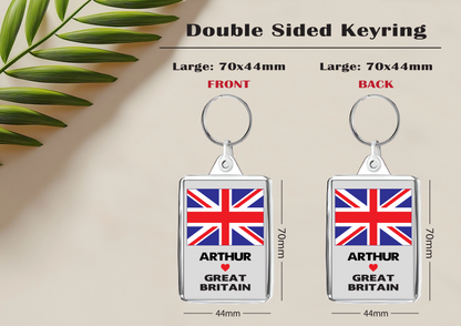 Personalised Country Flag Double-Sided Acrylic Keyring | Custom Name | Free UK Delivery