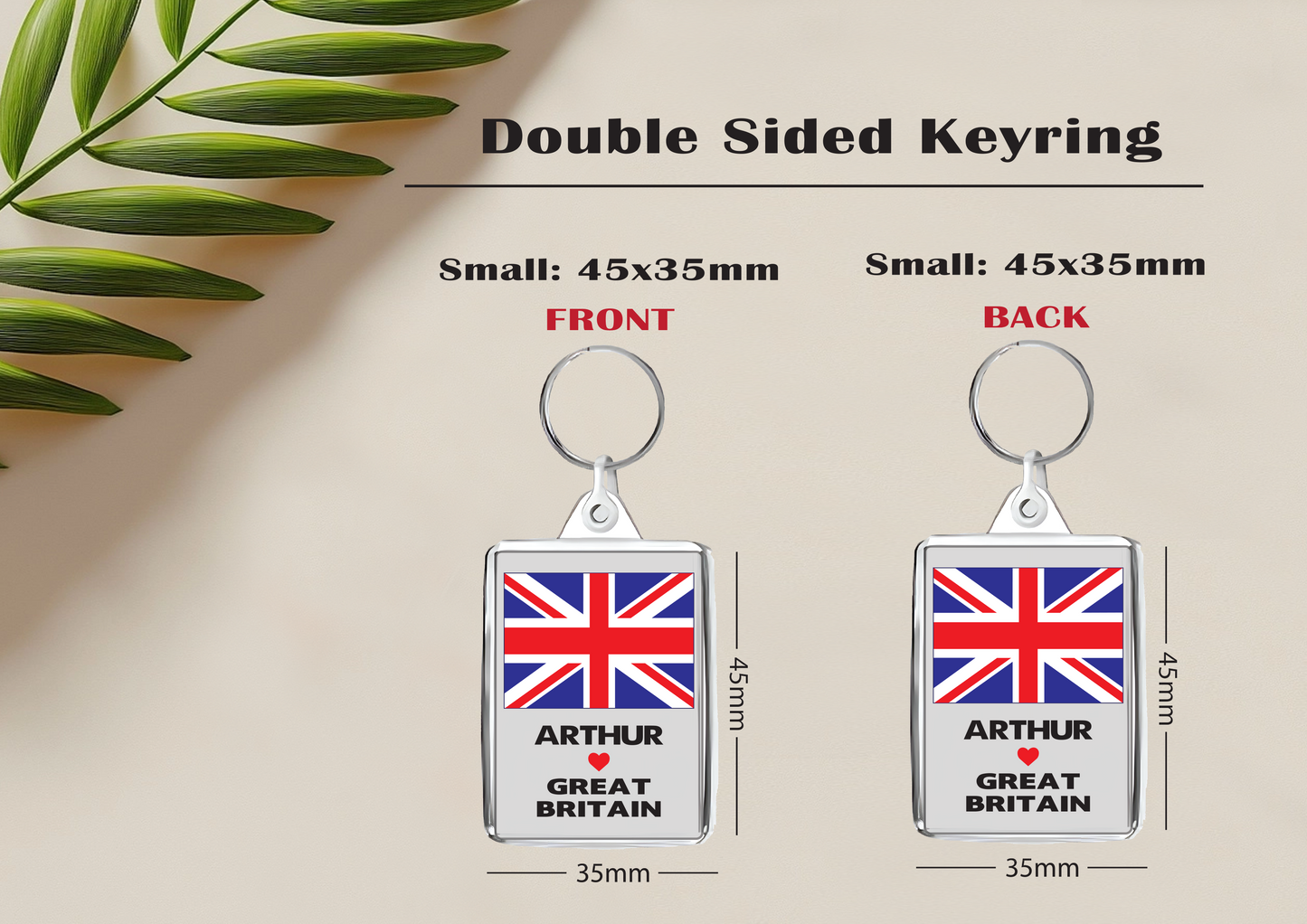 Personalised Country Flag Double-Sided Acrylic Keyring | Custom Name | Free UK Delivery