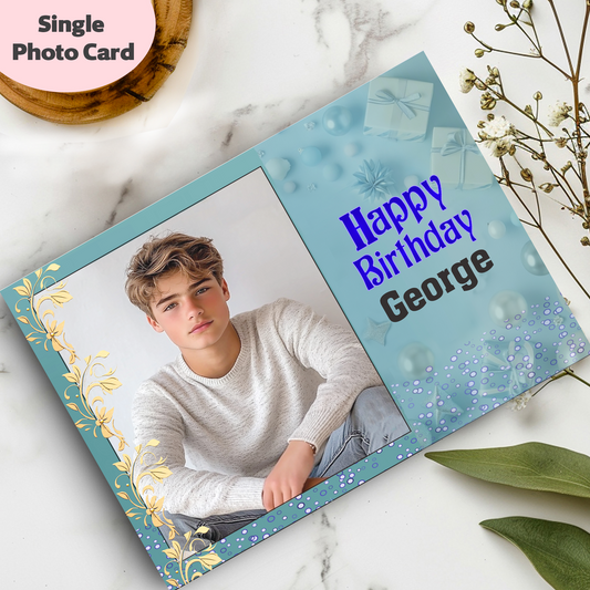 Personalised Single Photo Birthday Card | Custom Name & Age