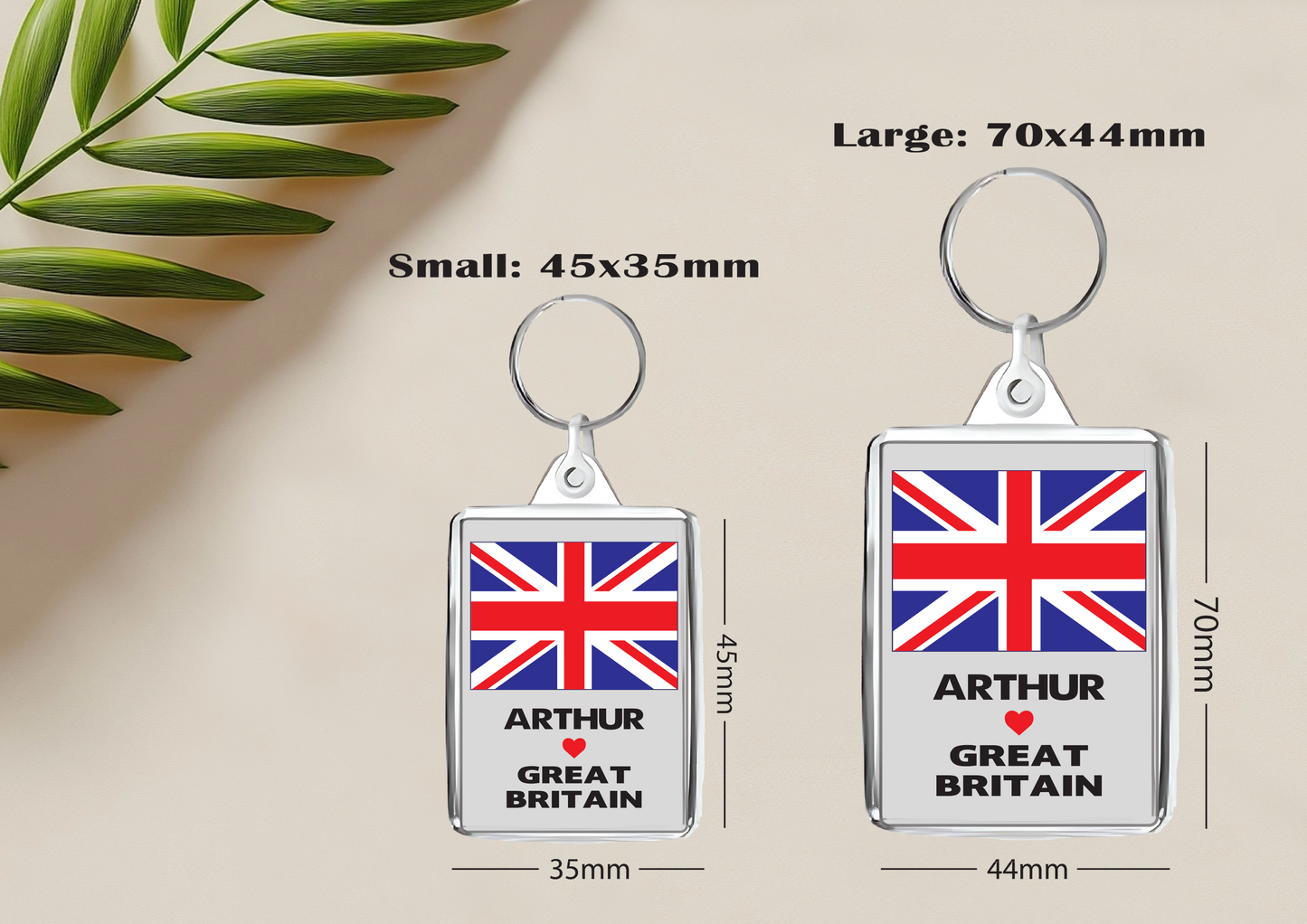 Personalised Country Flag Double-Sided Acrylic Keyring | Custom Name | Free UK Delivery