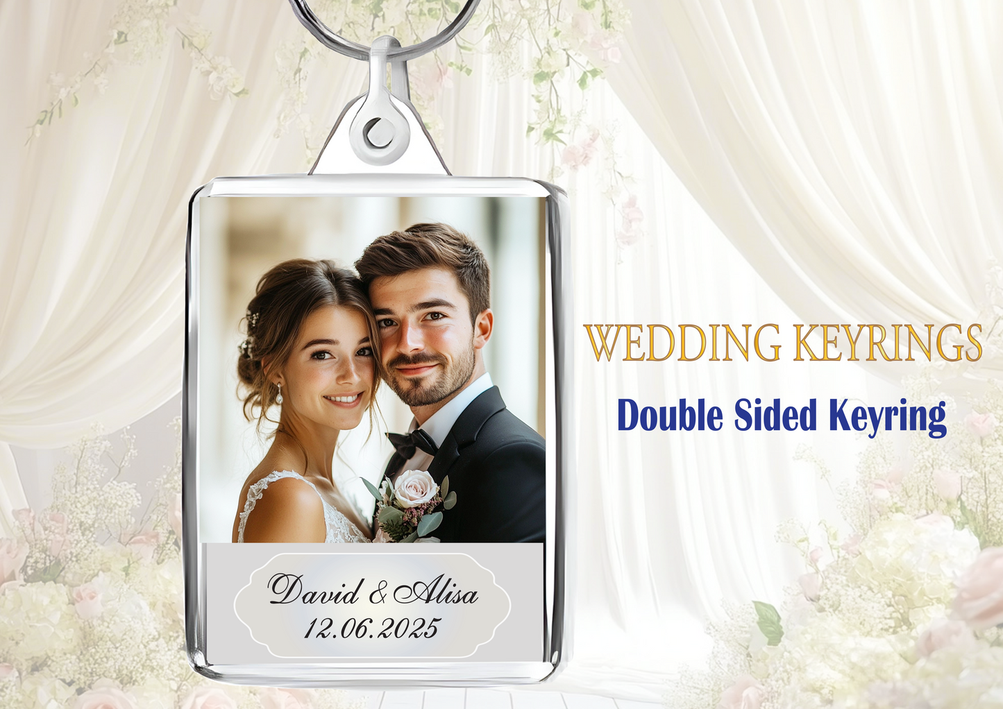 Personalised Wedding Photo with Names & Wedding Date | Double-Sided | Free UK Delivery
