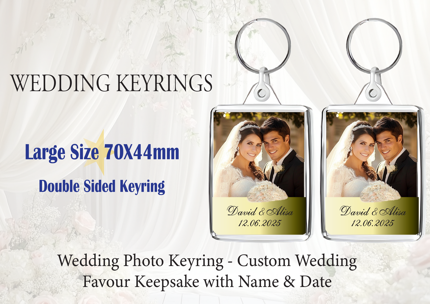Personalised Wedding Photo with Names & Wedding Date | Double-Sided | Free UK Delivery