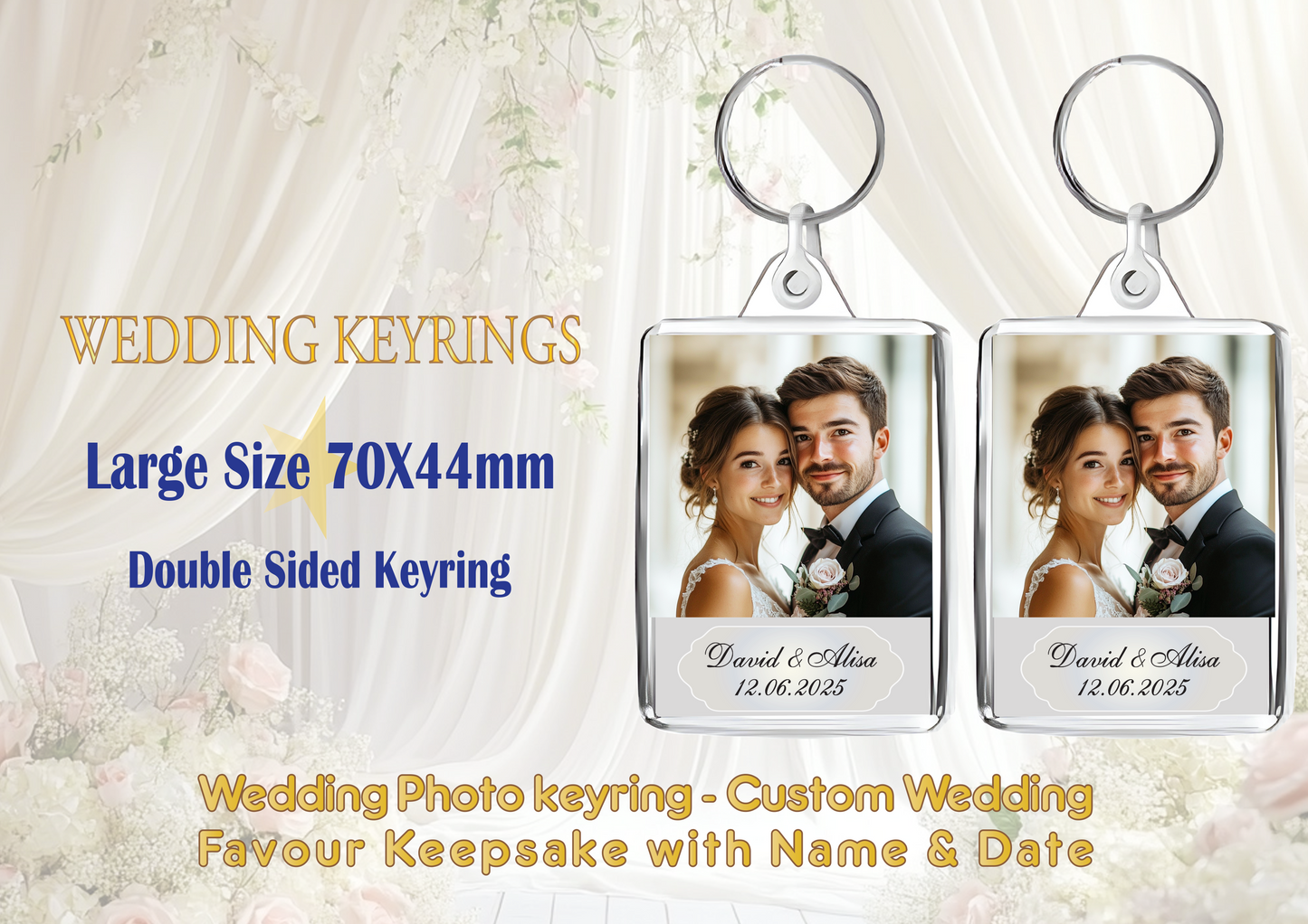Personalised Wedding Photo with Names & Wedding Date | Double-Sided | Free UK Delivery