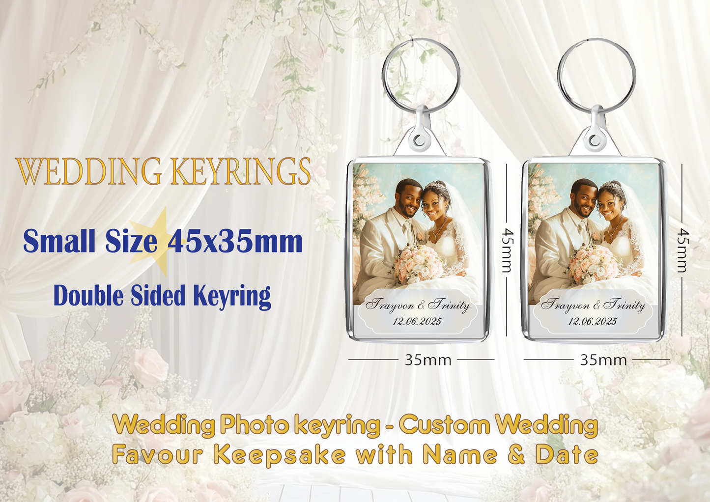 Personalised Wedding Photo with Names & Wedding Date | Double-Sided | Free UK Delivery