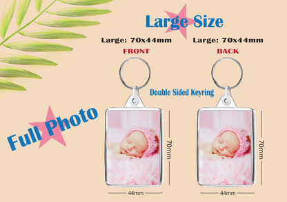Personalised Double-Sided Acrylic Full Photo Keyring | Custom Picture | Two Sizes | Free UK Delivery
