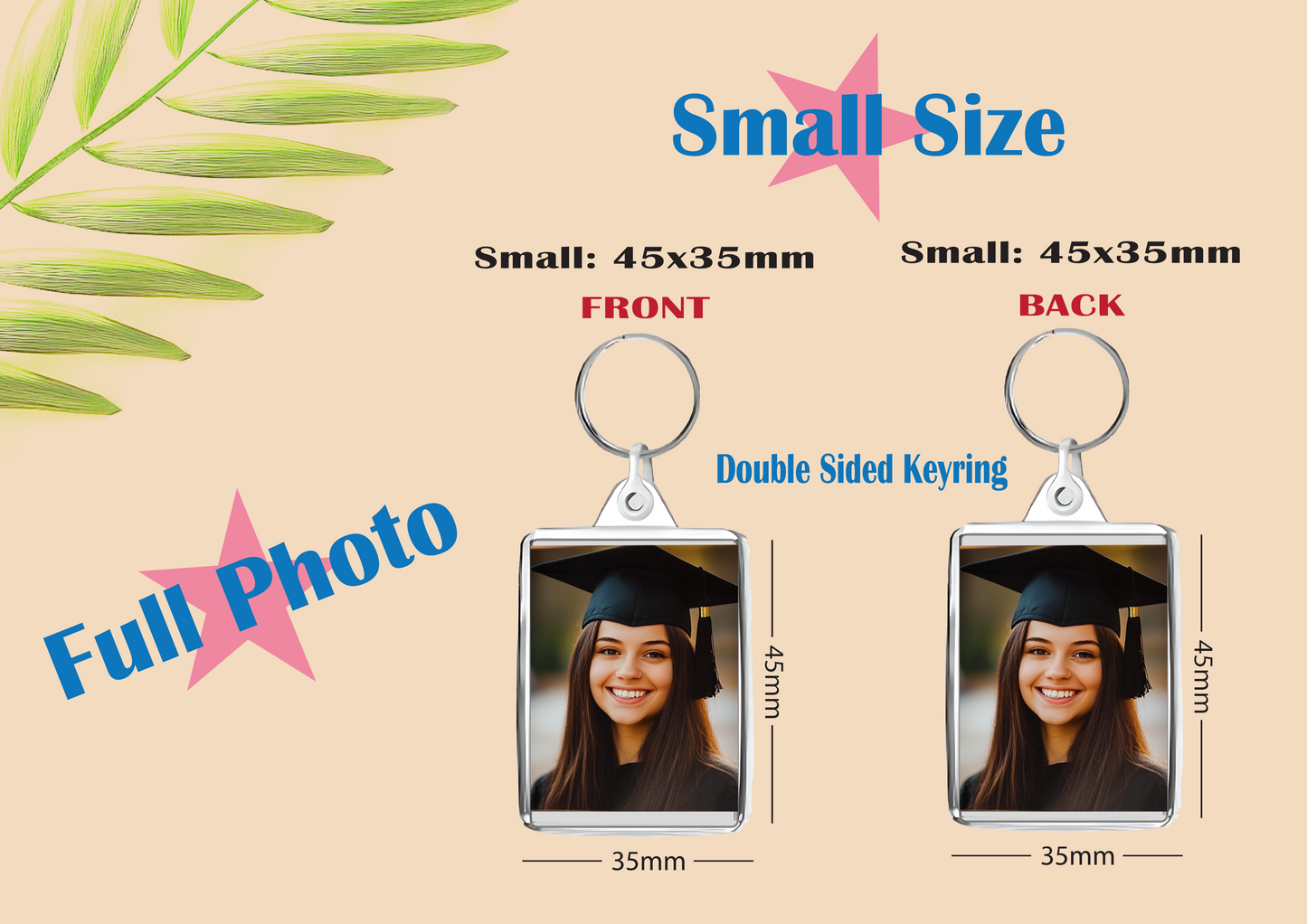 Personalised Double-Sided Acrylic Full Photo Keyring | Custom Picture | Two Sizes | Free UK Delivery