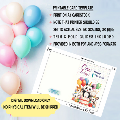 Printable Birthday Cards Bundle – Ages 1–5 (5x7 inch) Digital Download