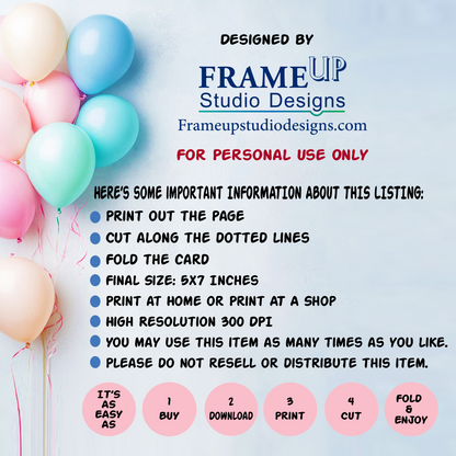 Printable Birthday Cards Bundle – Ages 1–5 (5x7 inch) Digital Download