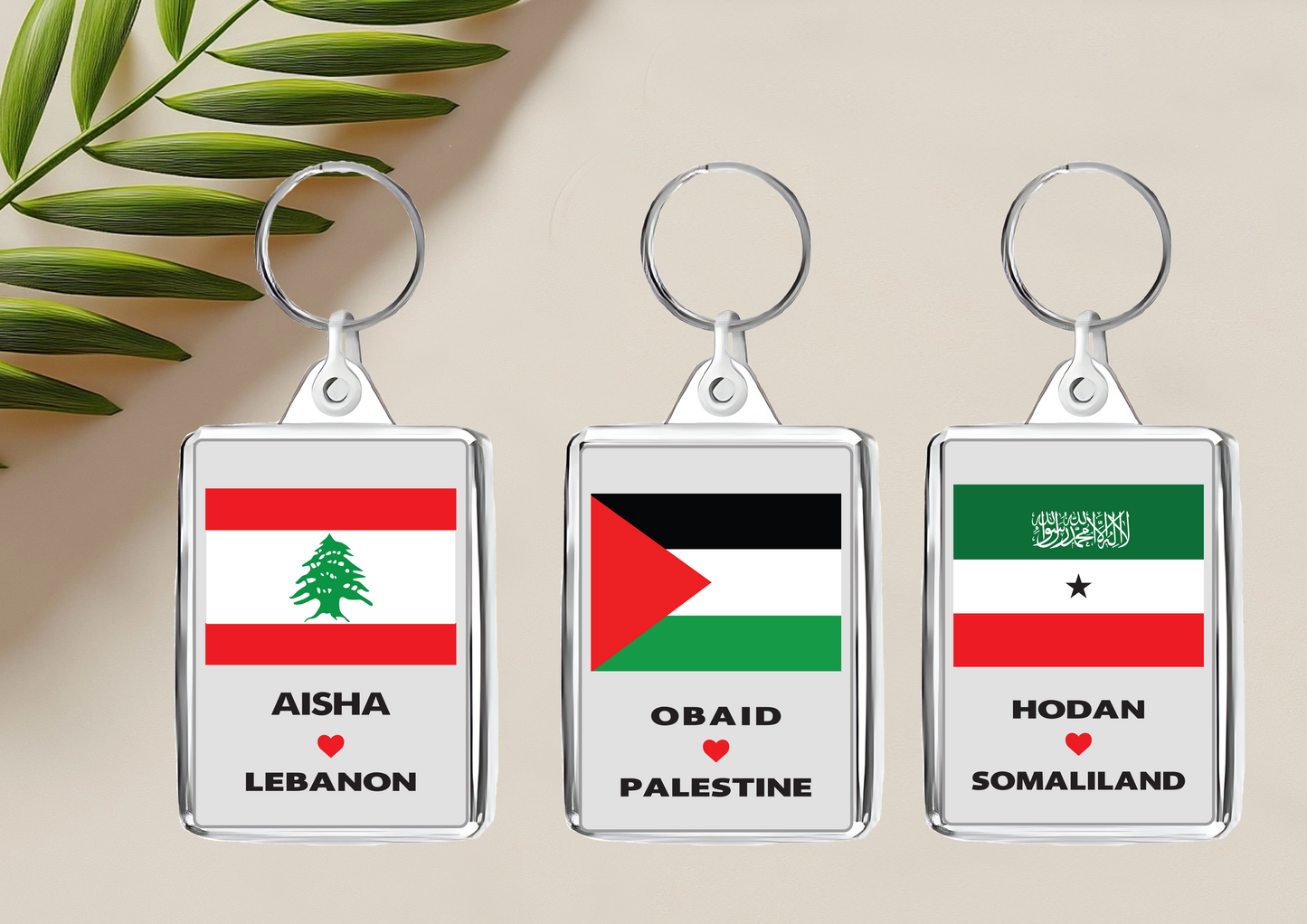 Personalised Country Flag Double-Sided Acrylic Keyring | Custom Name | Free UK Delivery